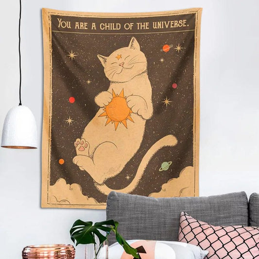 Canvanation Tapisserie - Soleil lune Chat
