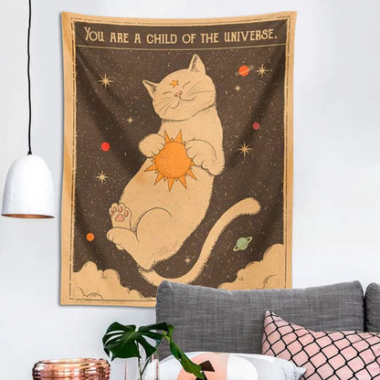 Canvanation Tapisserie - Soleil lune Chat