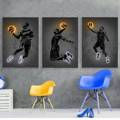 Poster Neon Basketball Sport