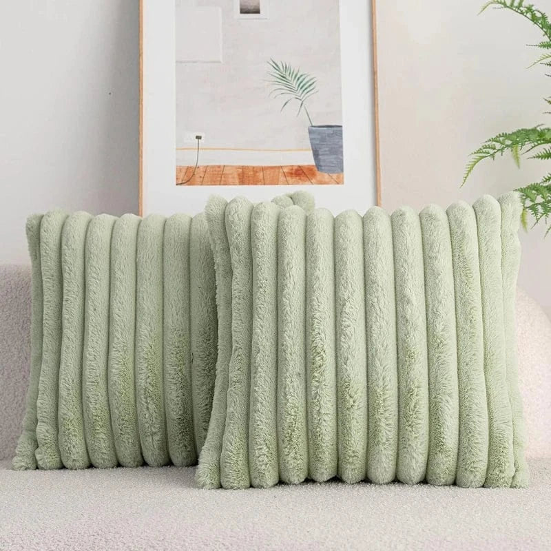 Canvanation Vert Housse de Coussin en Fausse Fourrure de Lapin
