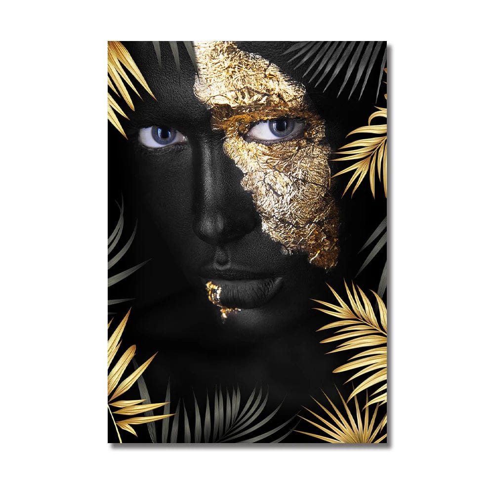 Canvanation PC 70263 / 30x40cm Affiche Visage Femme africaine Or Fleurs