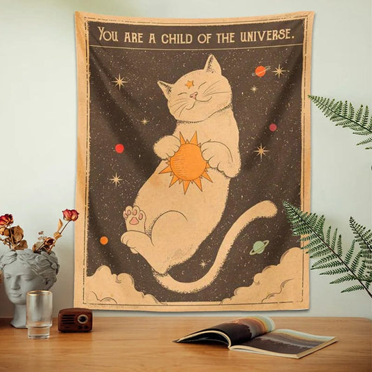 Canvanation Tapisserie - Soleil lune Chat