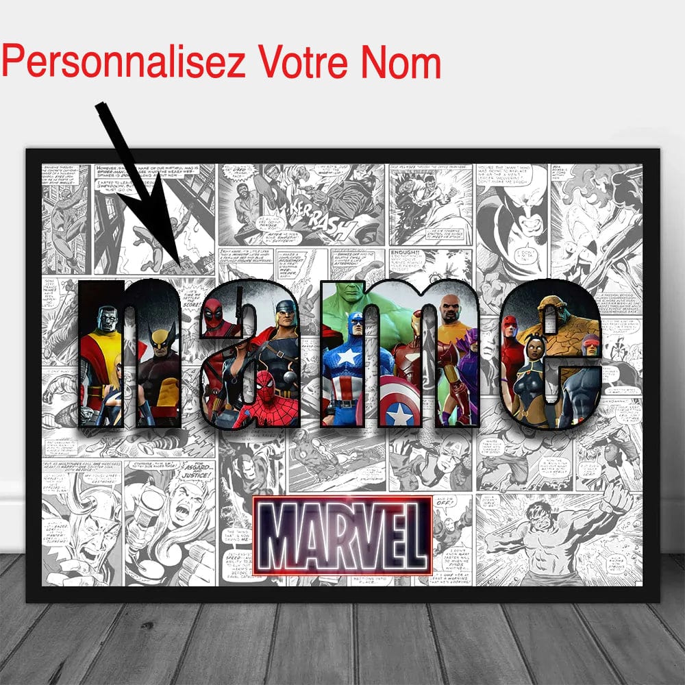 Canvanation Affiche Héros des films Marvel Prénom Personnalisé