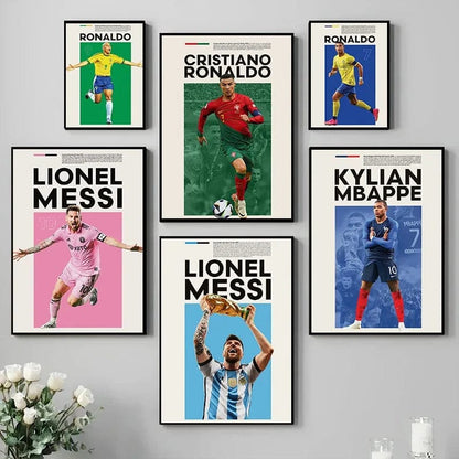 Affiche Football Joueurs Messi,Ronaldo,Drogba