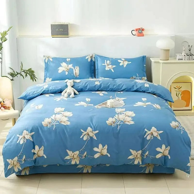 Canvanation Couette en Polyester & Coton – Style Pastoral, Impression Réactive Motifs Plantes et Rayures
