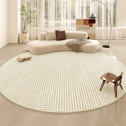 Canvanation 9 / Diametre 260cm-102in Tapis De Salon Rond Beige Salon