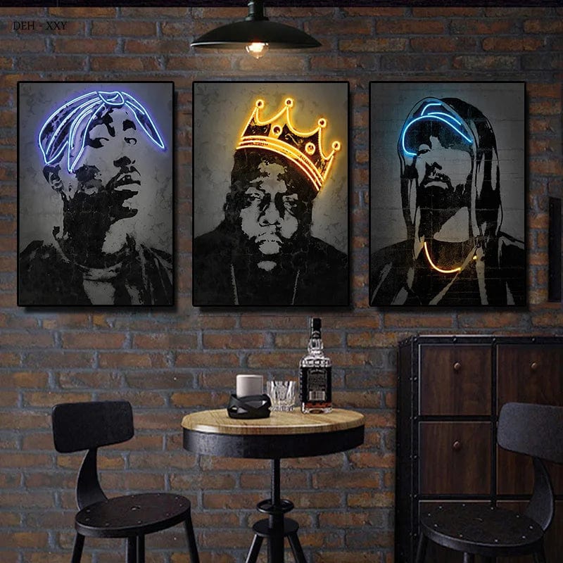 Affiche Abstrait Neon Rap Star Tupac 