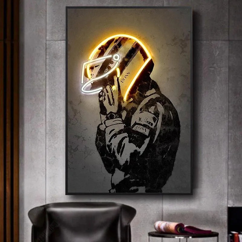 Affiche Casque De Moto Neon