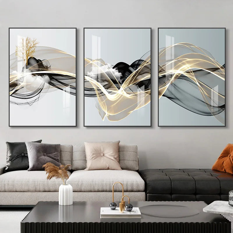 Affiche 3 Pièces Abstrait Luxe