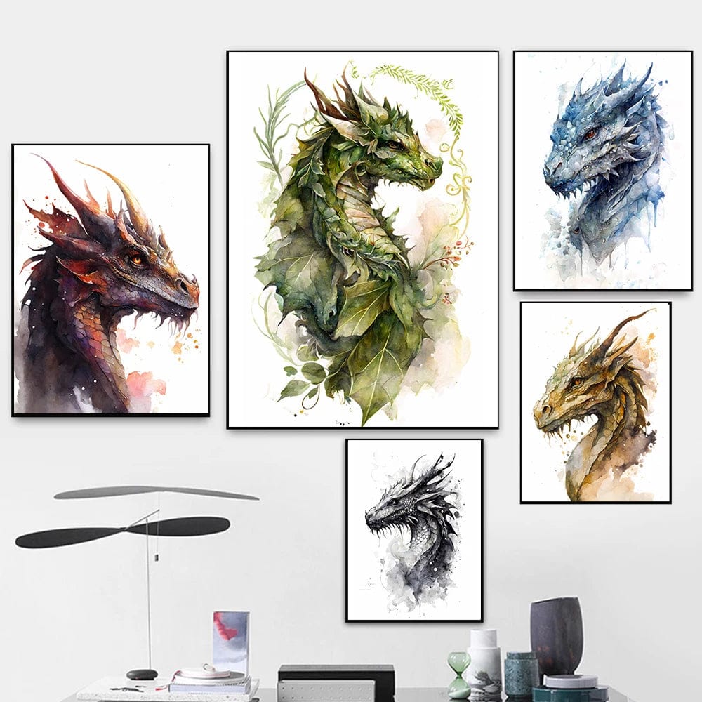 Affiche Japonais Sakura Fleurs Forêt Dragon