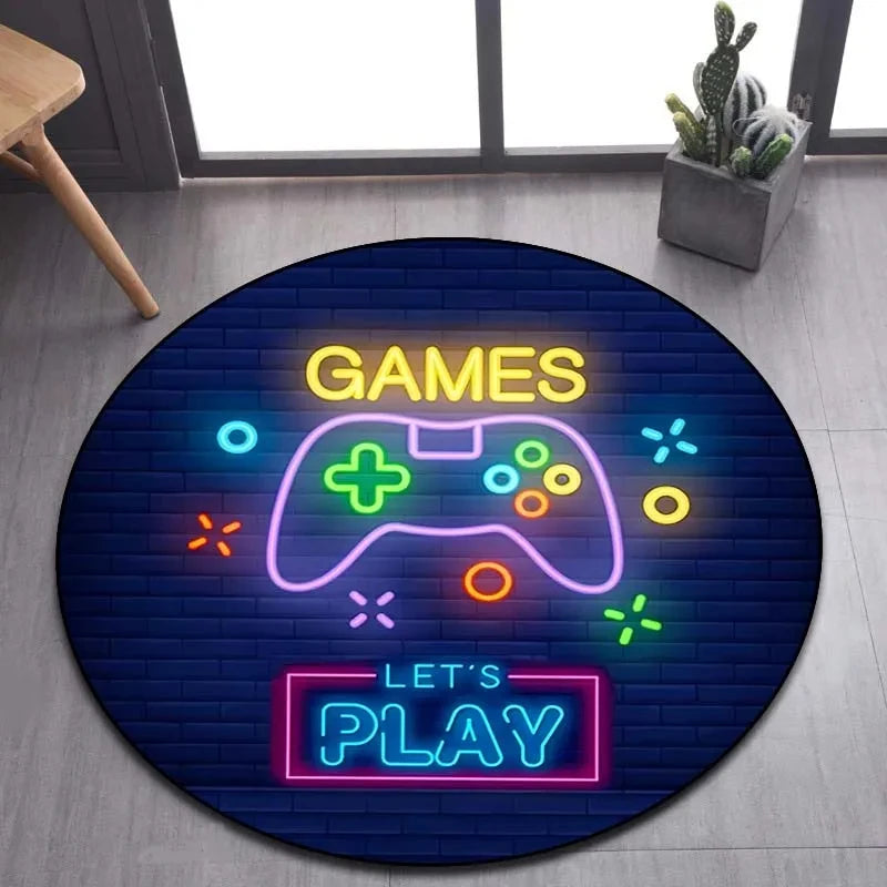 Tapis De Chambre Rond Gamer Manette