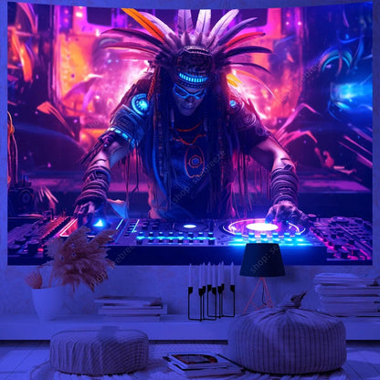 Canvanation WF1329 / 130x150cm Tapisserie  - Dj UV : Ajoutez une ambiance électrisante à votre intérieur