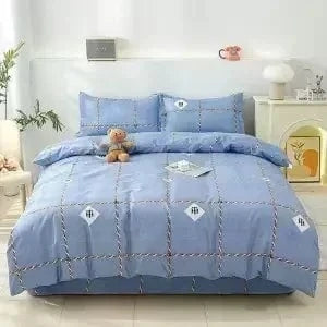 Canvanation 10 / 1.8X2.2M quilt cover Couette en Polyester & Coton – Style Pastoral, Impression Réactive Motifs Plantes et Rayures
