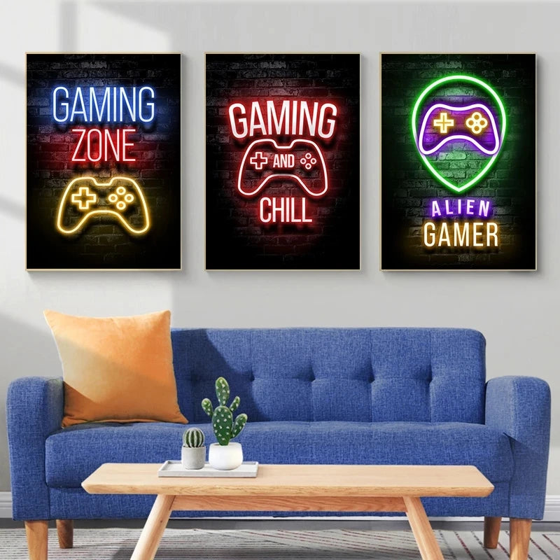 Affiche Neon Gaming Chambre