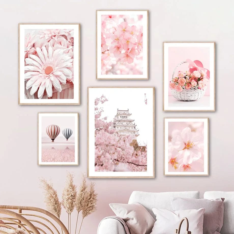 Affiche Japonaise Sakura Rose Printanier Canvanation