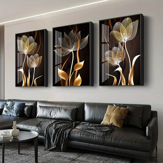Canvanation Affiche 3PCS Noir Et Doré