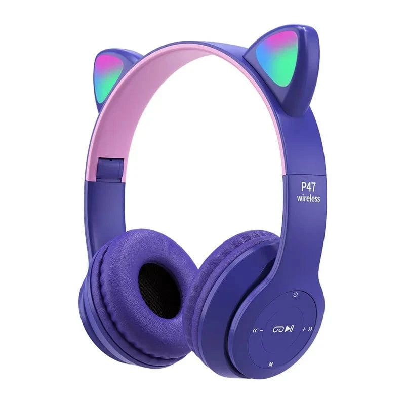 Canvanation Violet Casque Sans Fil Oreilles de Chat LED