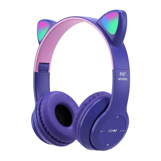Canvanation Violet Casque Sans Fil Oreilles de Chat LED