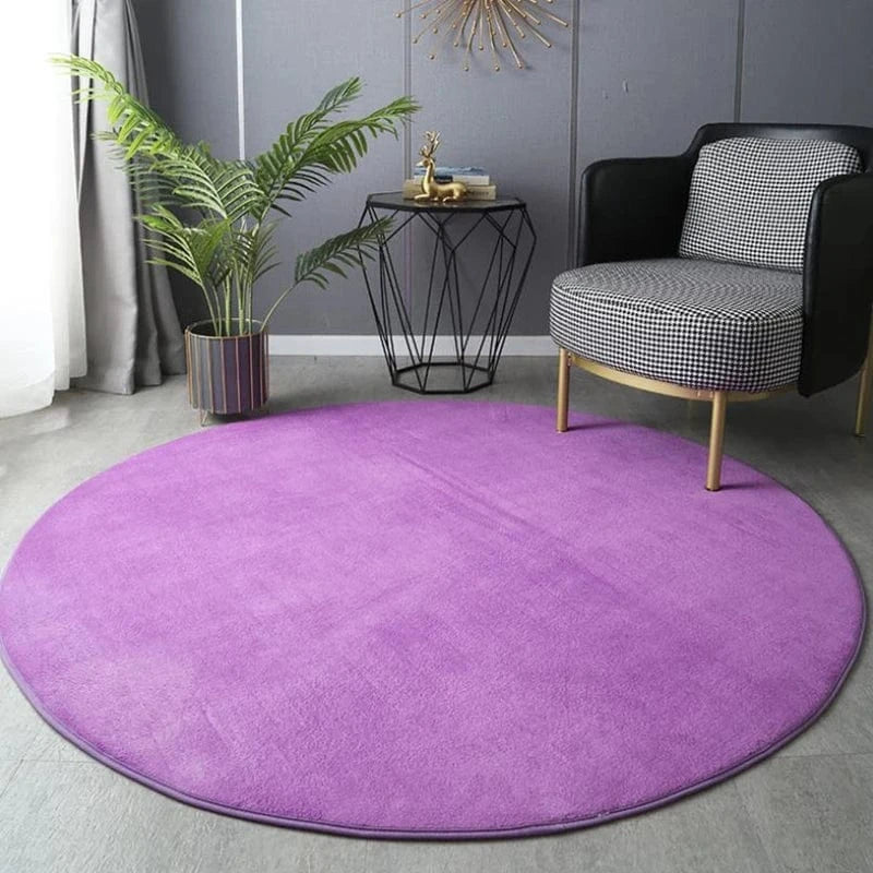 Canvanation Violet / Diam 60cm(23.6inch) Tapis De Salon Rond - En Velours Ultra Doux