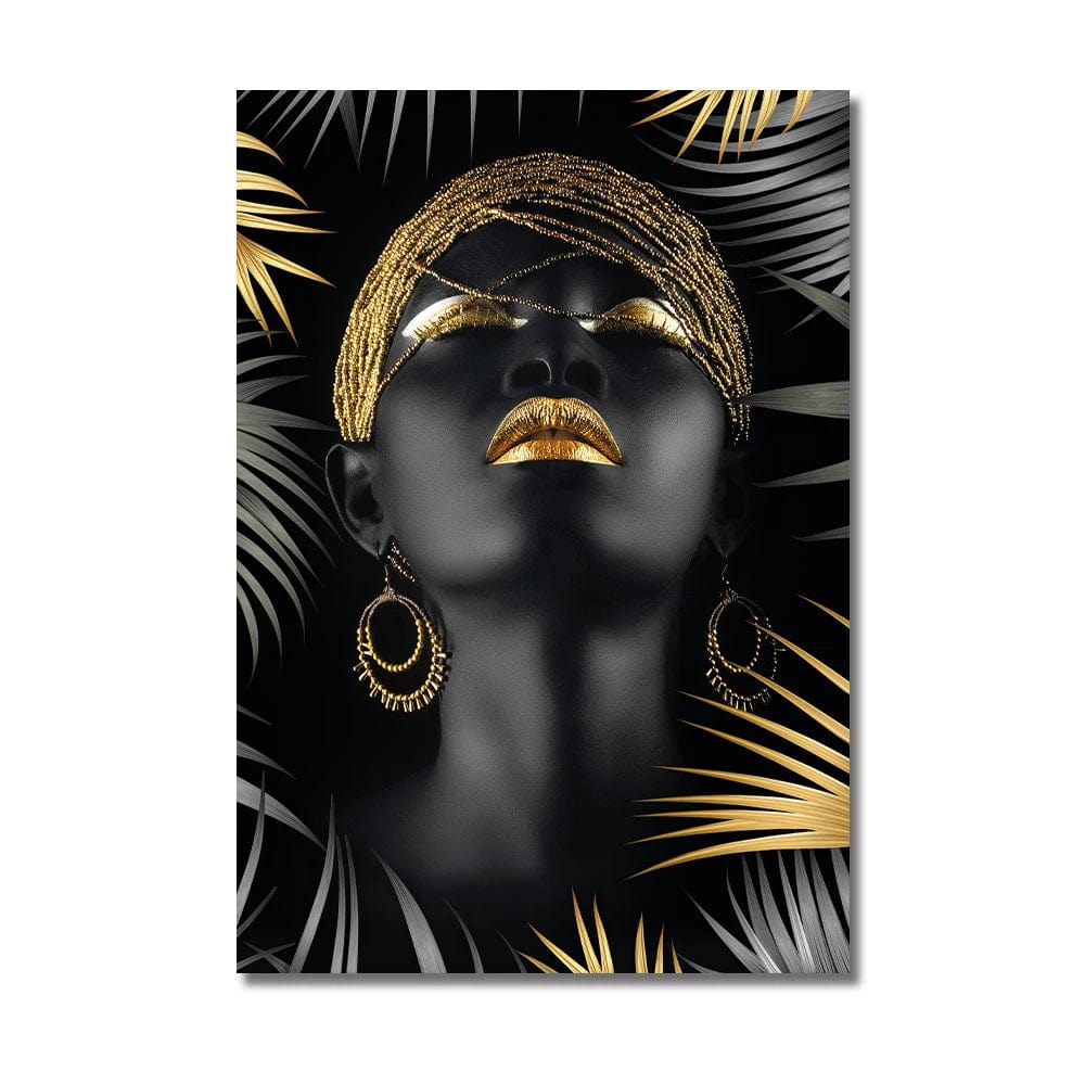 Canvanation PC 70259 / 20x30cm Affiche Visage Femme africaine Or Fleurs