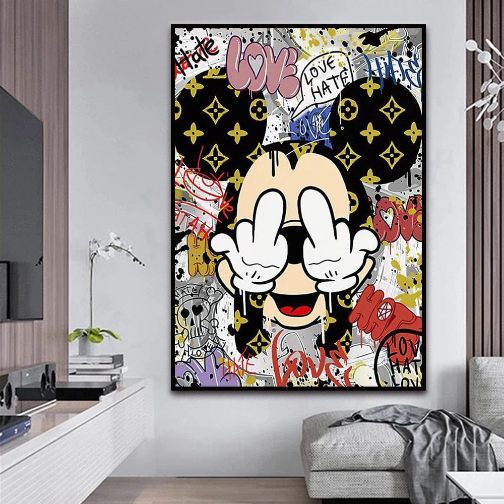 Canvanation Affiche Marque De Luxe Mickey Graffiti LV