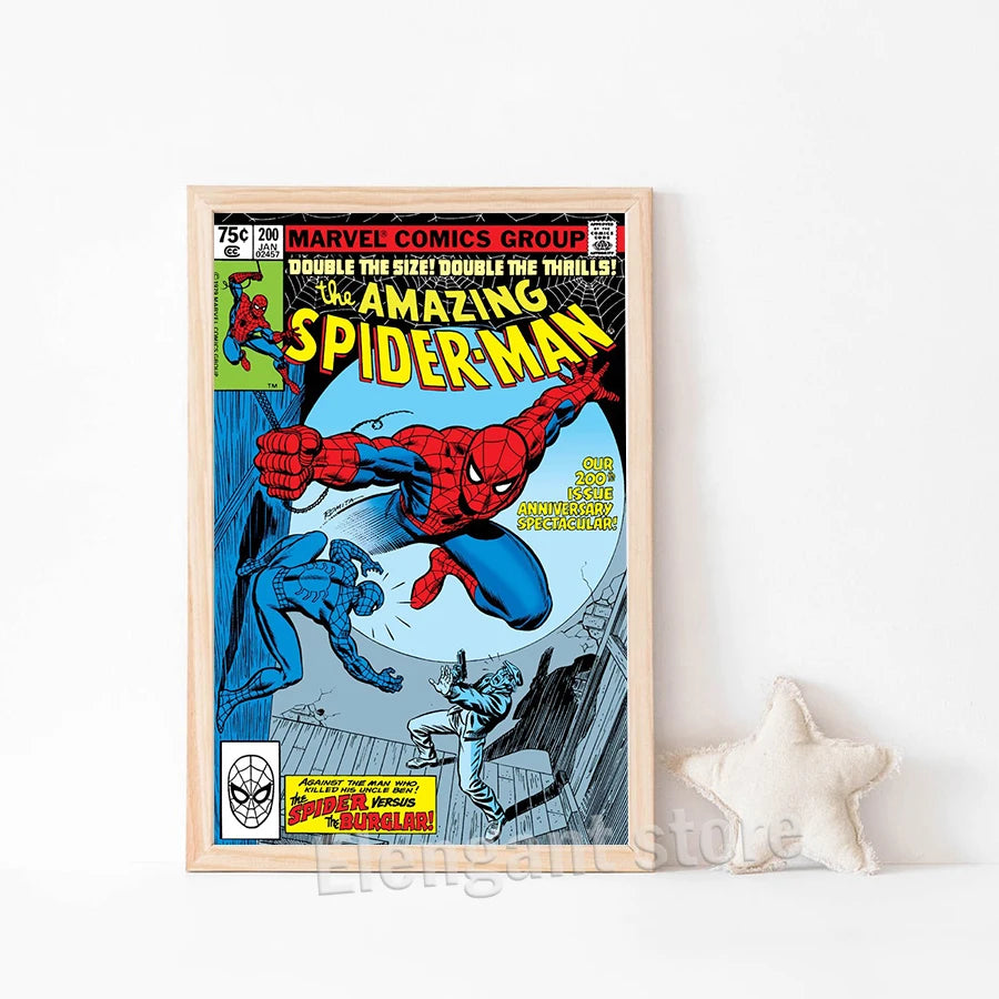 Poster Marvel Vintage 100th 200th 300th Edition Spider-Man Comic Cover