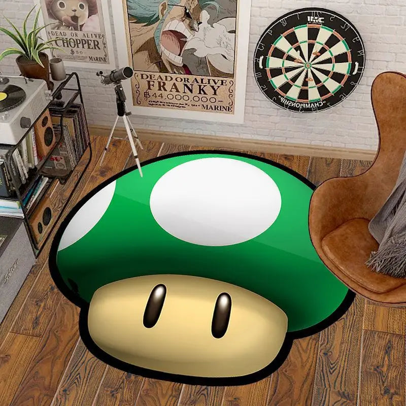 Tapis De Chambre Rond - En Forme De Mario