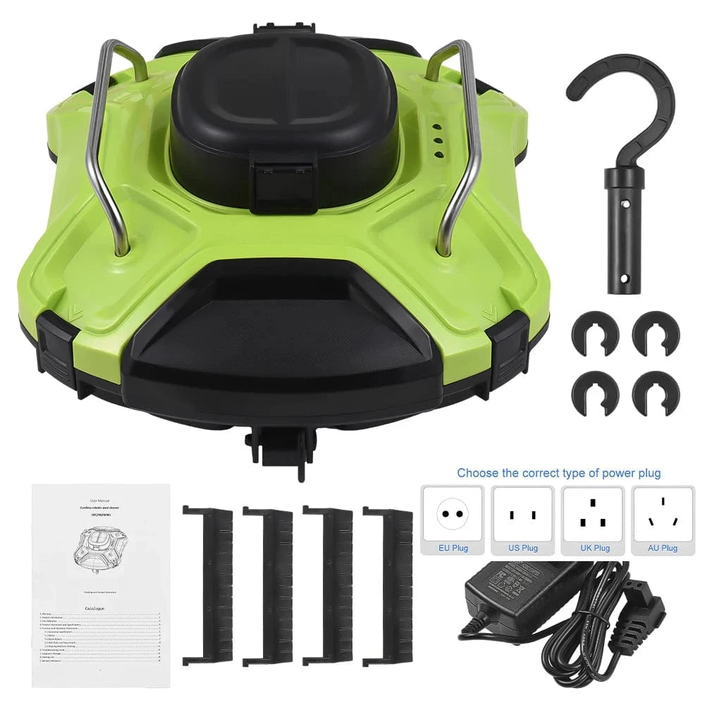 Canvanation Vert Claire / GERMANY Nettoyeur de Piscine Robot Sans Fil - IPX8 Étanchéité, Moteurs à Double Entraînement