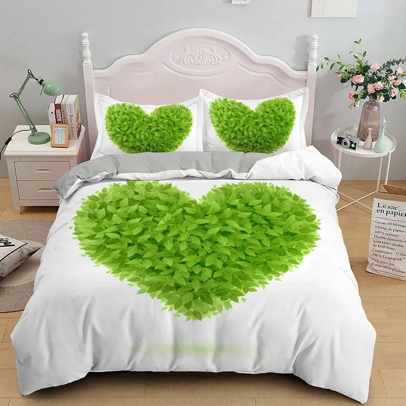 Canvanation 1 / 240x220cm 3pcs Housse De Couette + Taies D'Oreillers - 3D Coeur