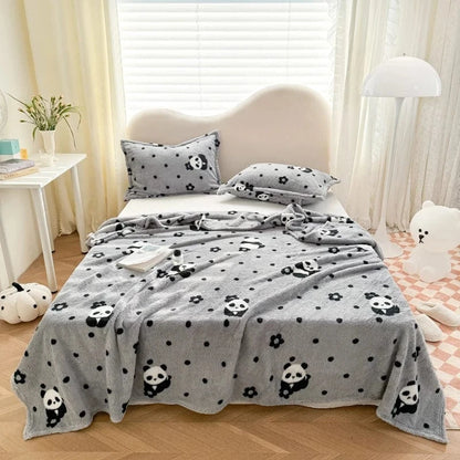 Canvanation Gris / 150x200cm Plaid Chauffant – Motifs Cartoon Rétro, Ultra-Doux et Confort Hiver
