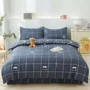 Canvanation 12 / 1.8X2.2M quilt cover Couette en Polyester & Coton – Style Pastoral, Impression Réactive Motifs Plantes et Rayures