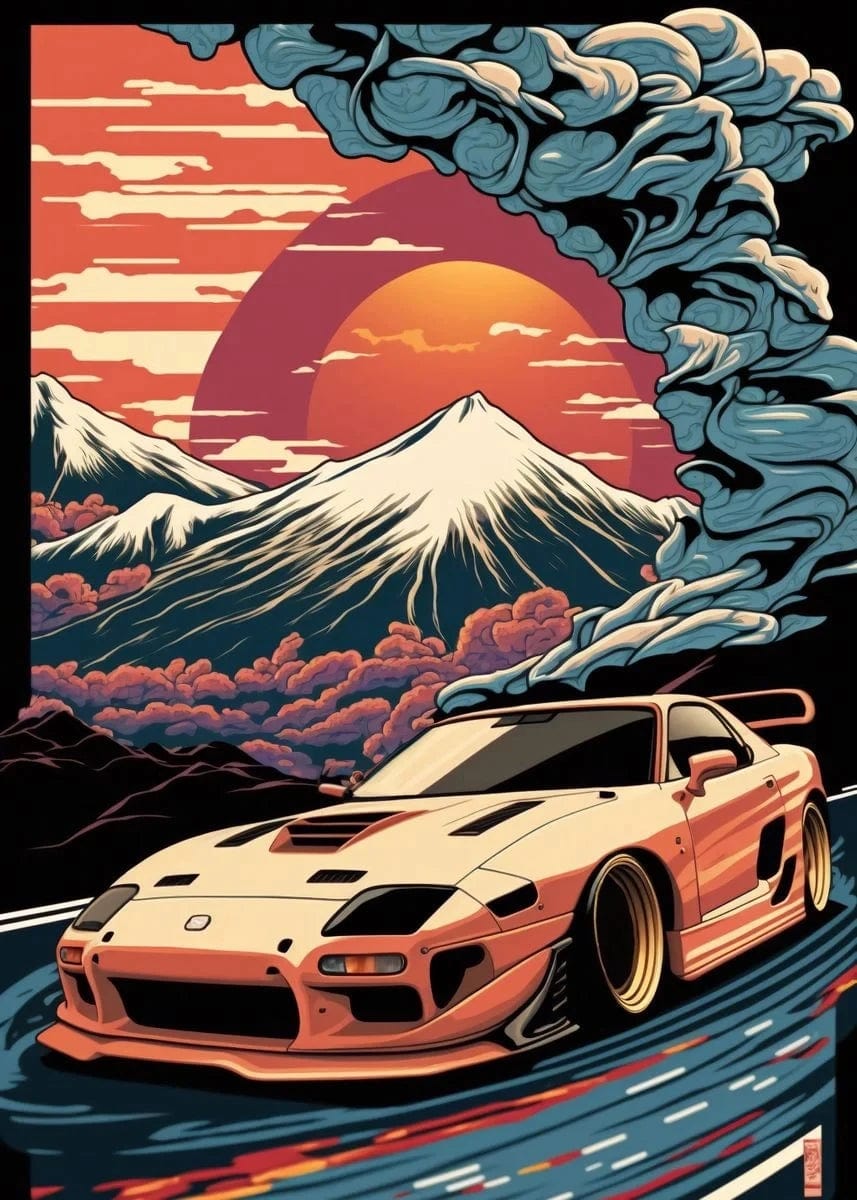 Canvanation 8 / 20x30cm Affiche Voiture Japonais 80s Retro