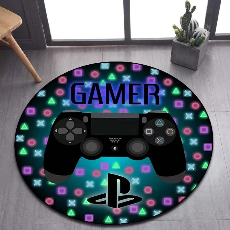 Tapis De Chambre Rond Gamer Manette