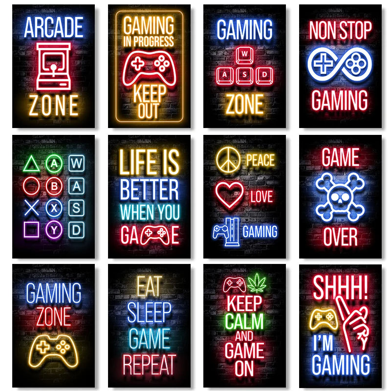 Affiche Chambre Gaming Neon