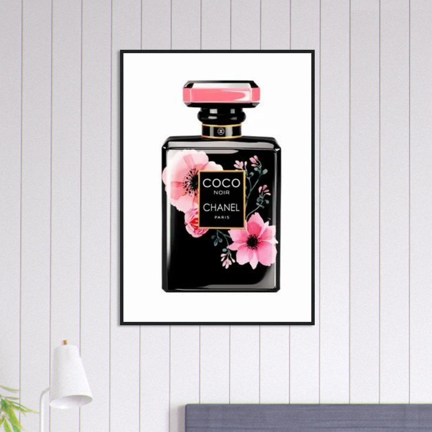 Tableau Chanel Numéro 5 Fleurs Noir 