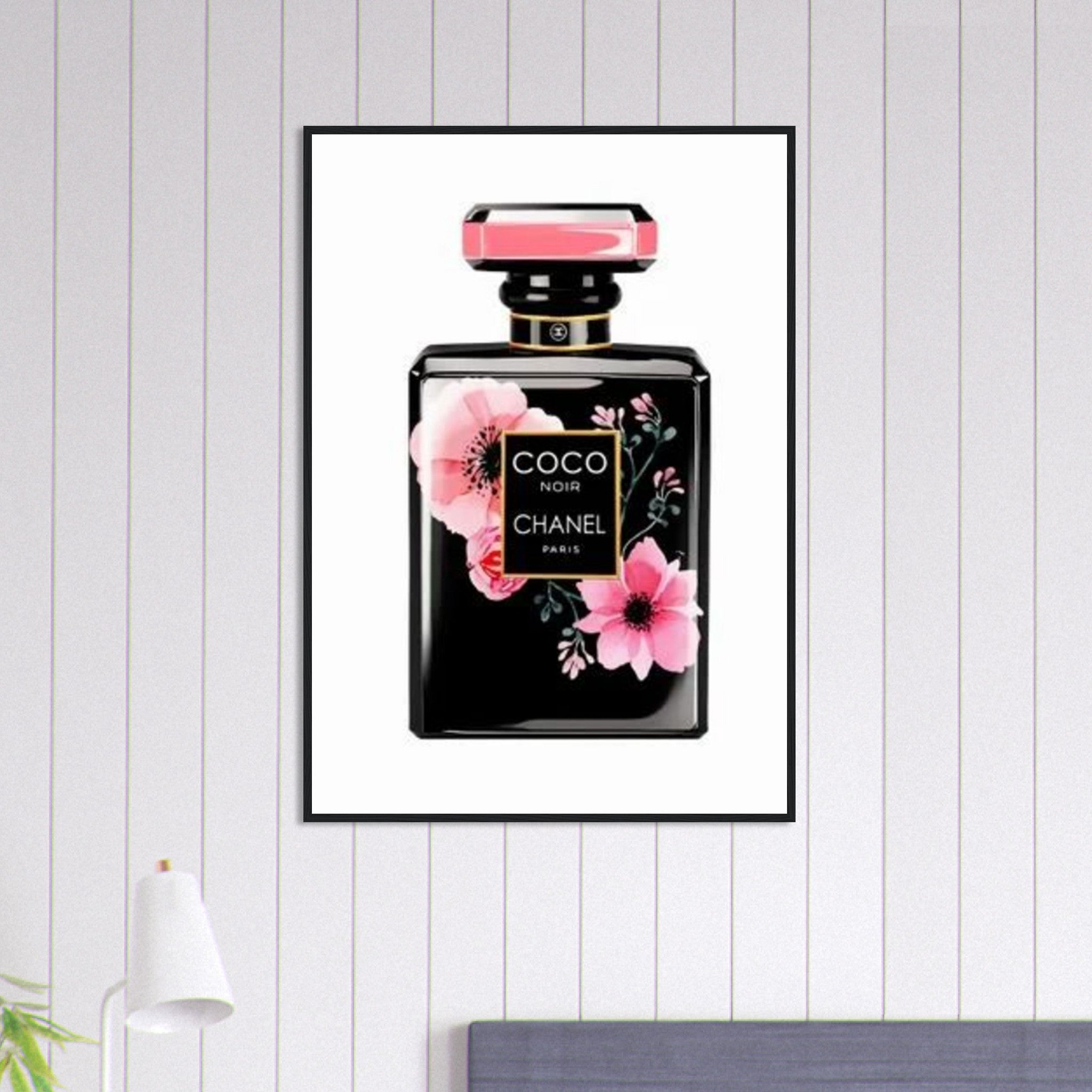 Canvanation Print Material 70x100 cm / 28x40″ Tableau Chanel Numéro 5 Fleurs Noir