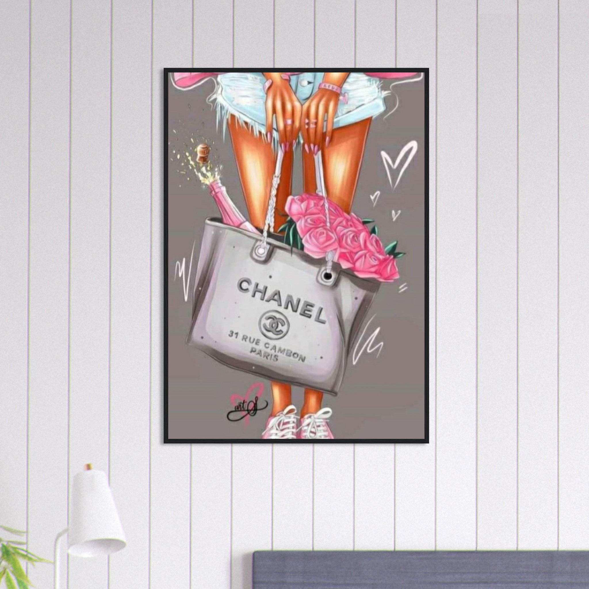 Canvanation Print Material 70x100 cm / 28x40″ Tableau Chanel Numéro 5 Fond Gris