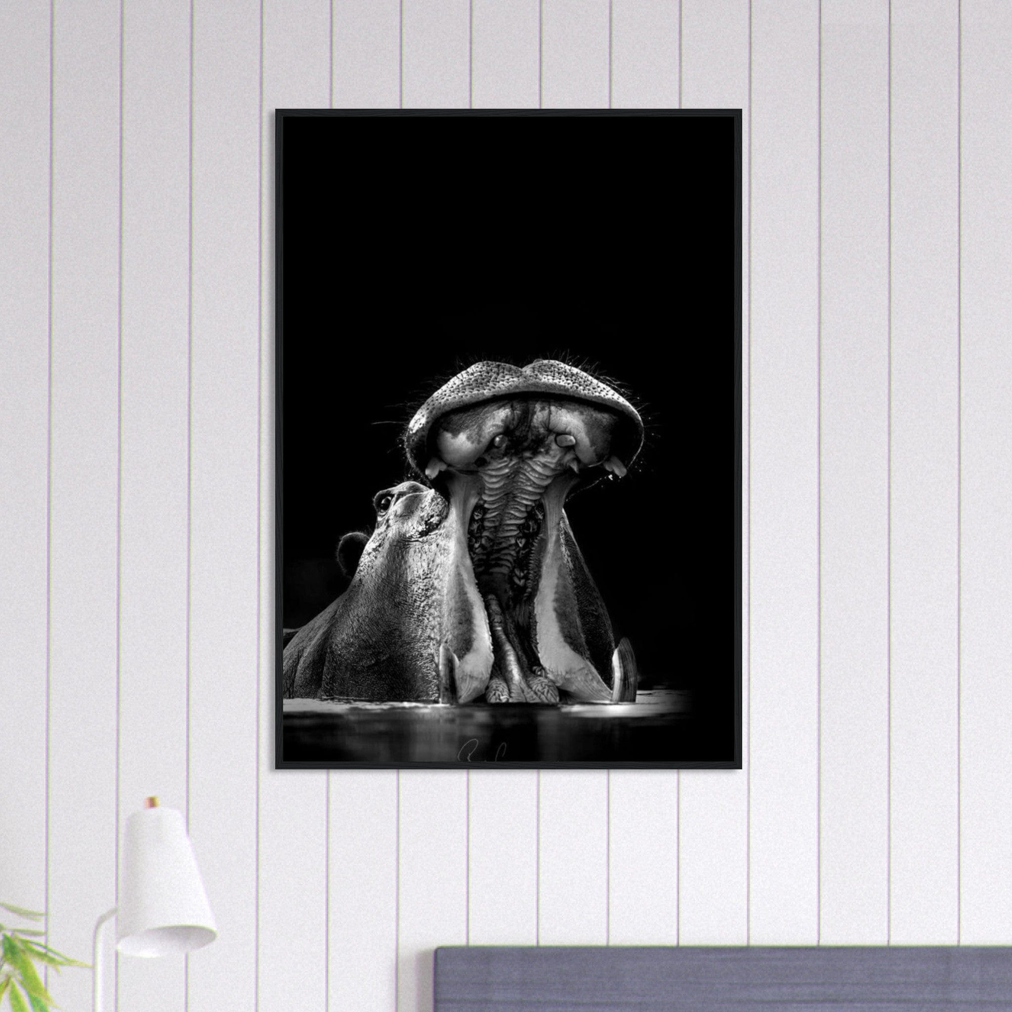 Tableau Photo Noir Et Blanc-Animaux-Hippopotame