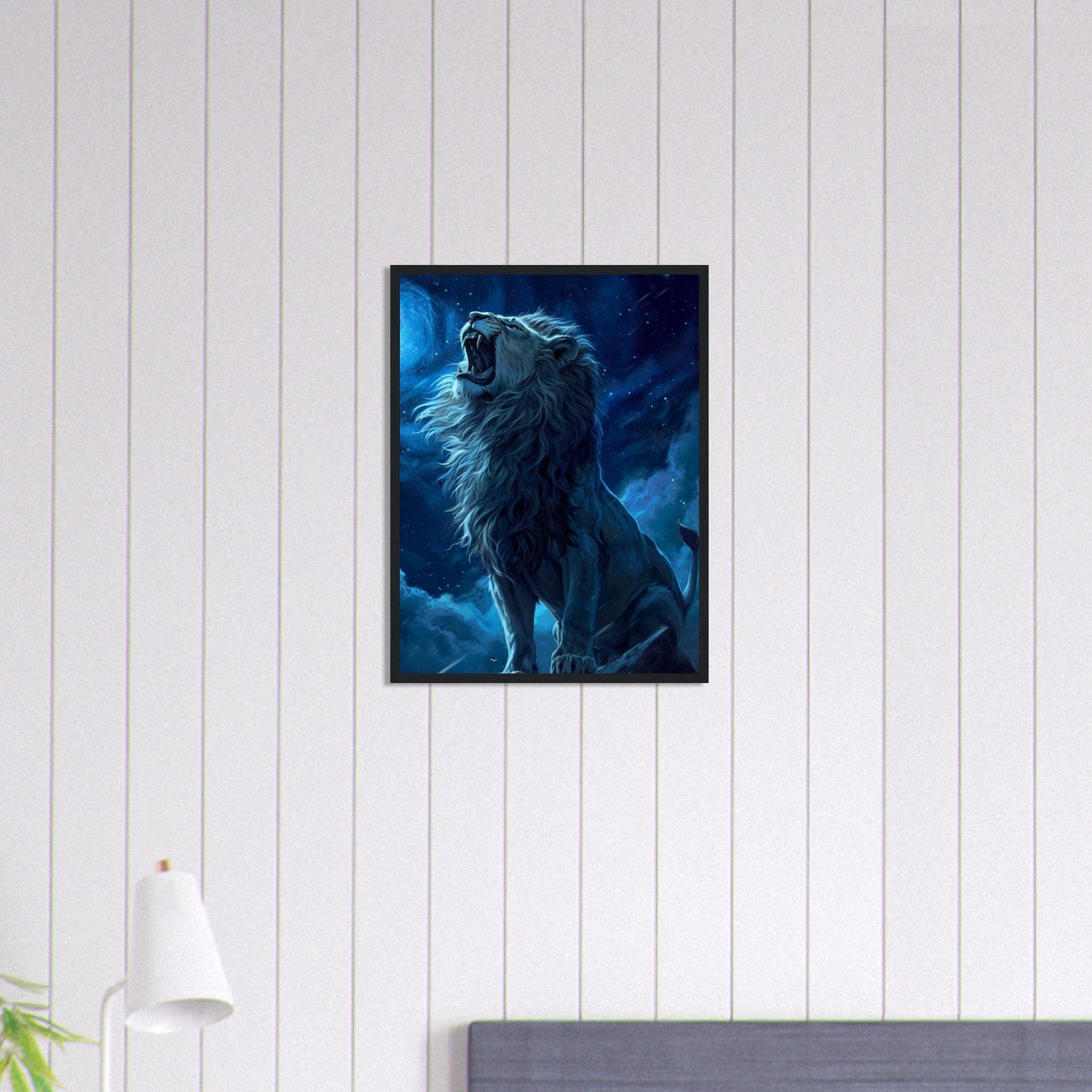 Canvanation Print Material 45x60 cm / 18x24″ Tableau Lion Xxl Bleu