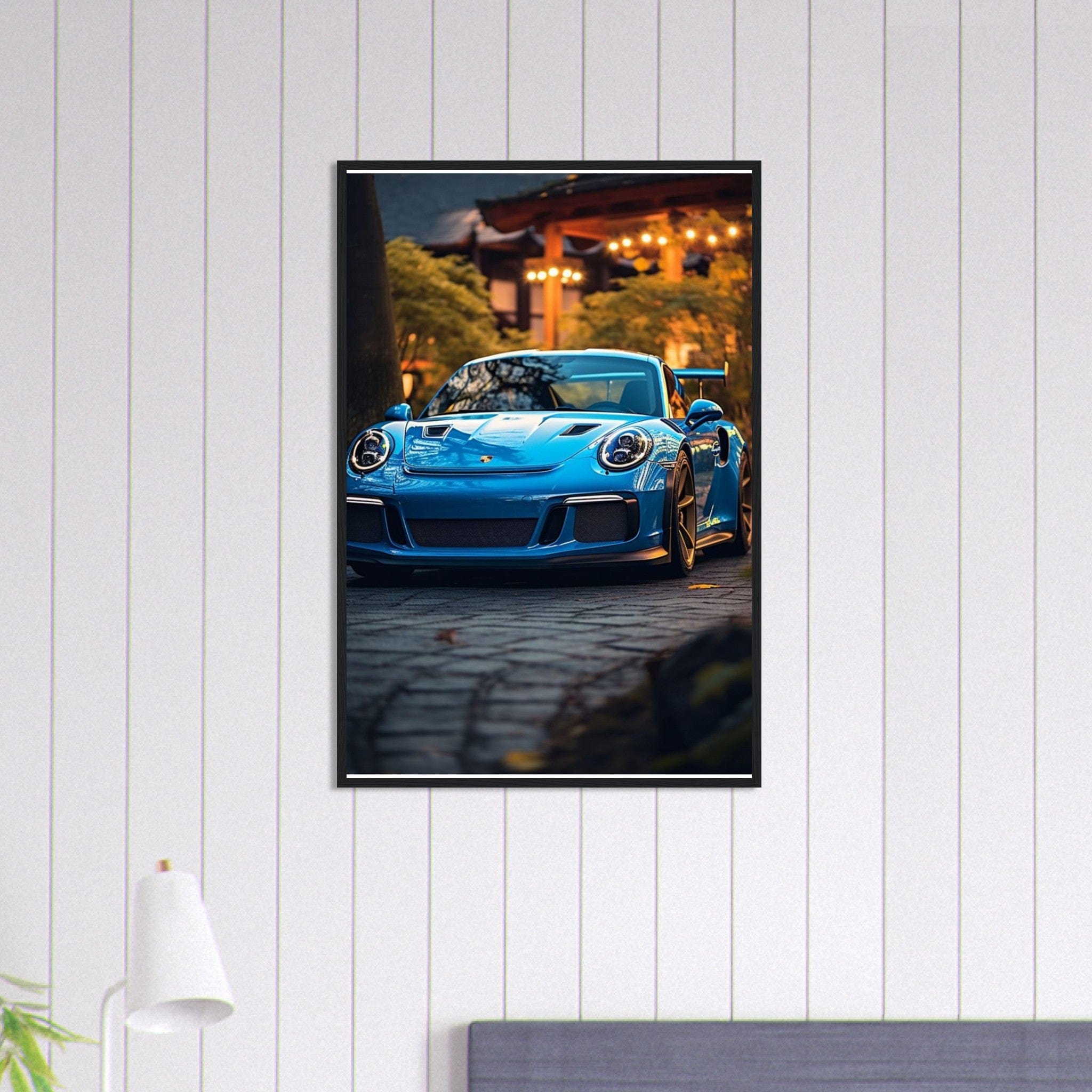 Canvanation Print Material 60x90 cm / 24x36″ Tableau Voiture Porshe Bleu