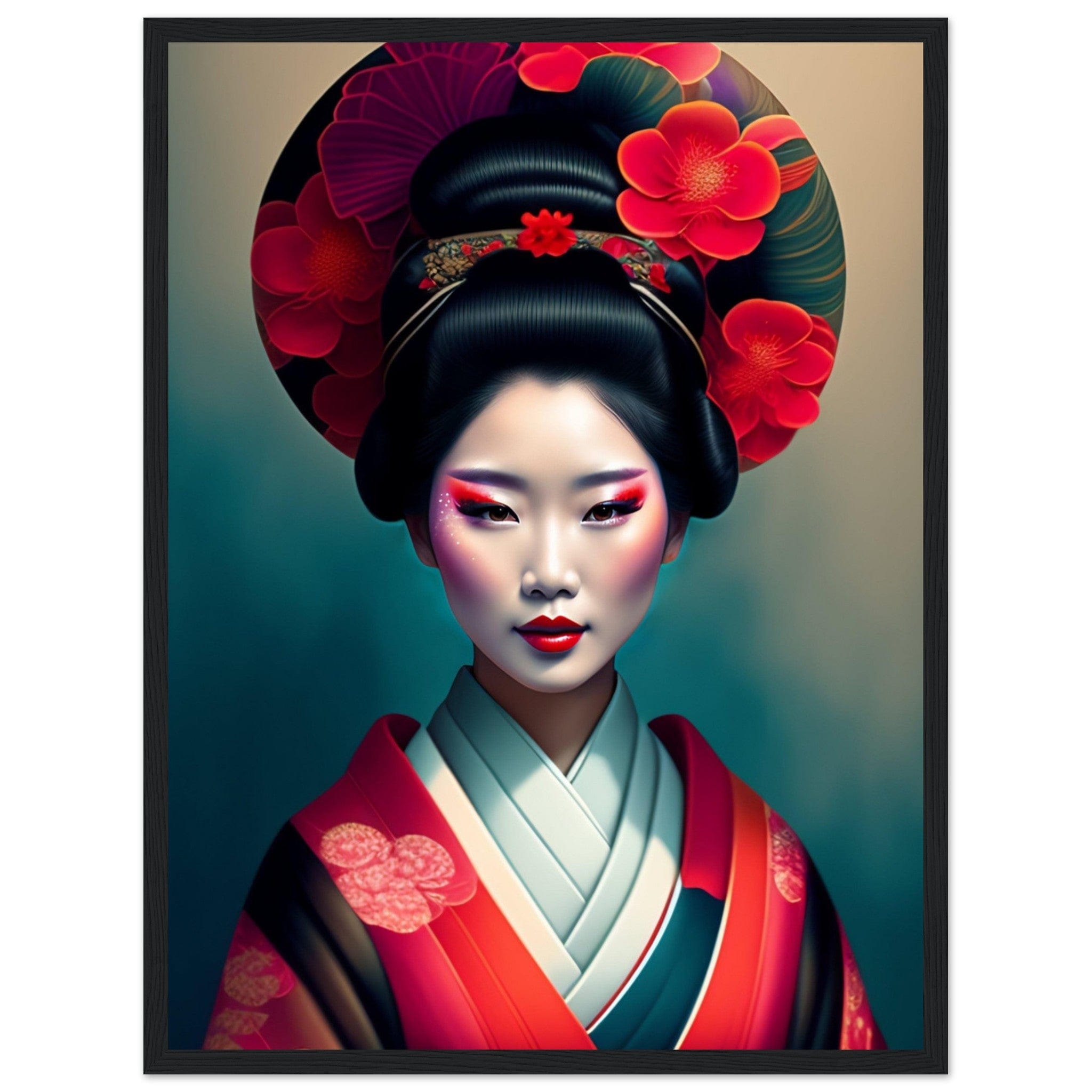 Tableau Japon Geisha Kimono Fleurs Canvanation