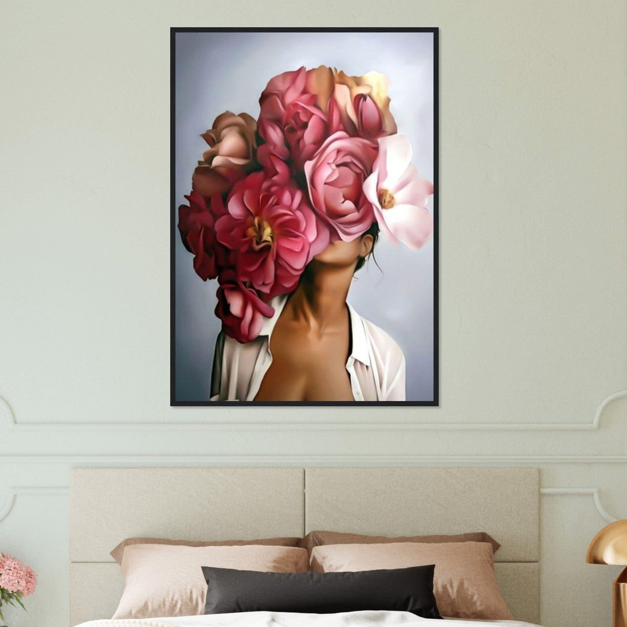 Tableau Femme Fleurs Cheveux Rouge