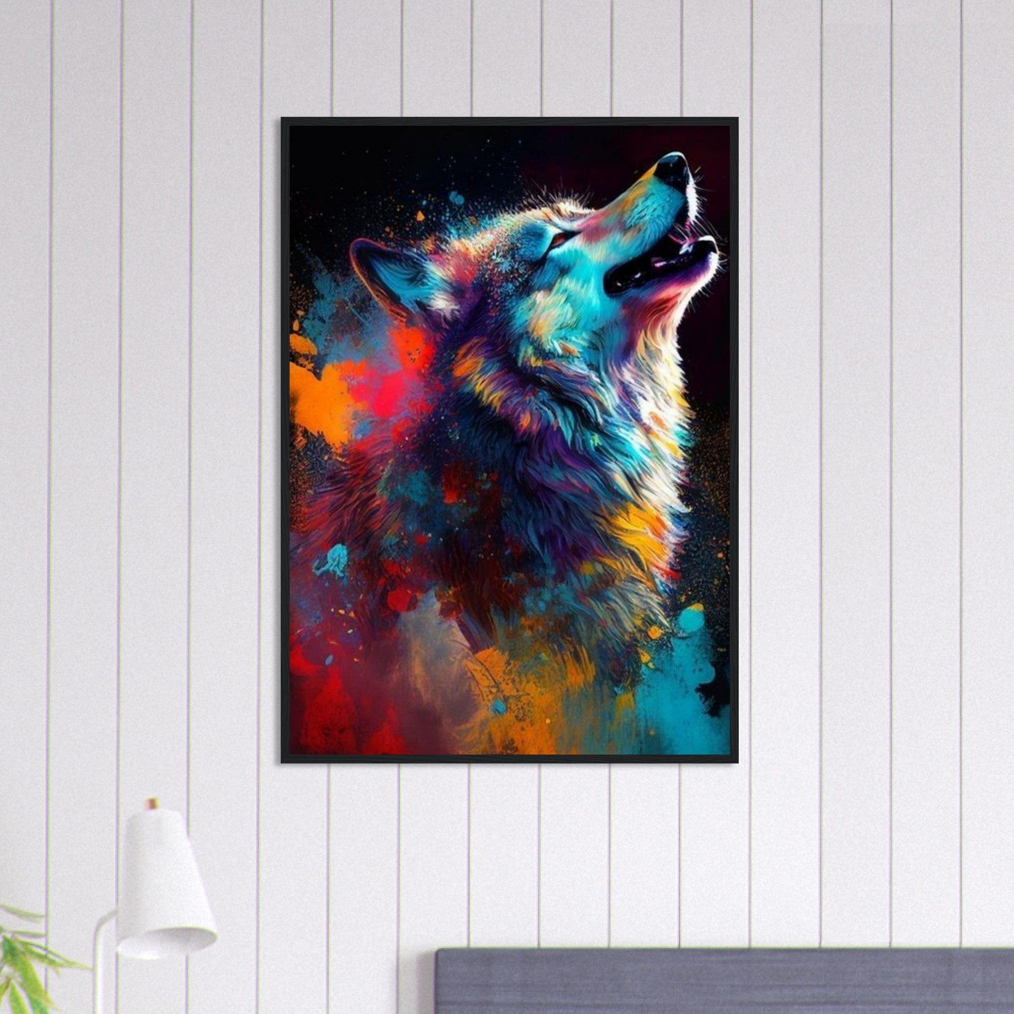 Canvanation Print Material 70x100 cm / 28x40″ Tableau Loup Peinture Multicolore