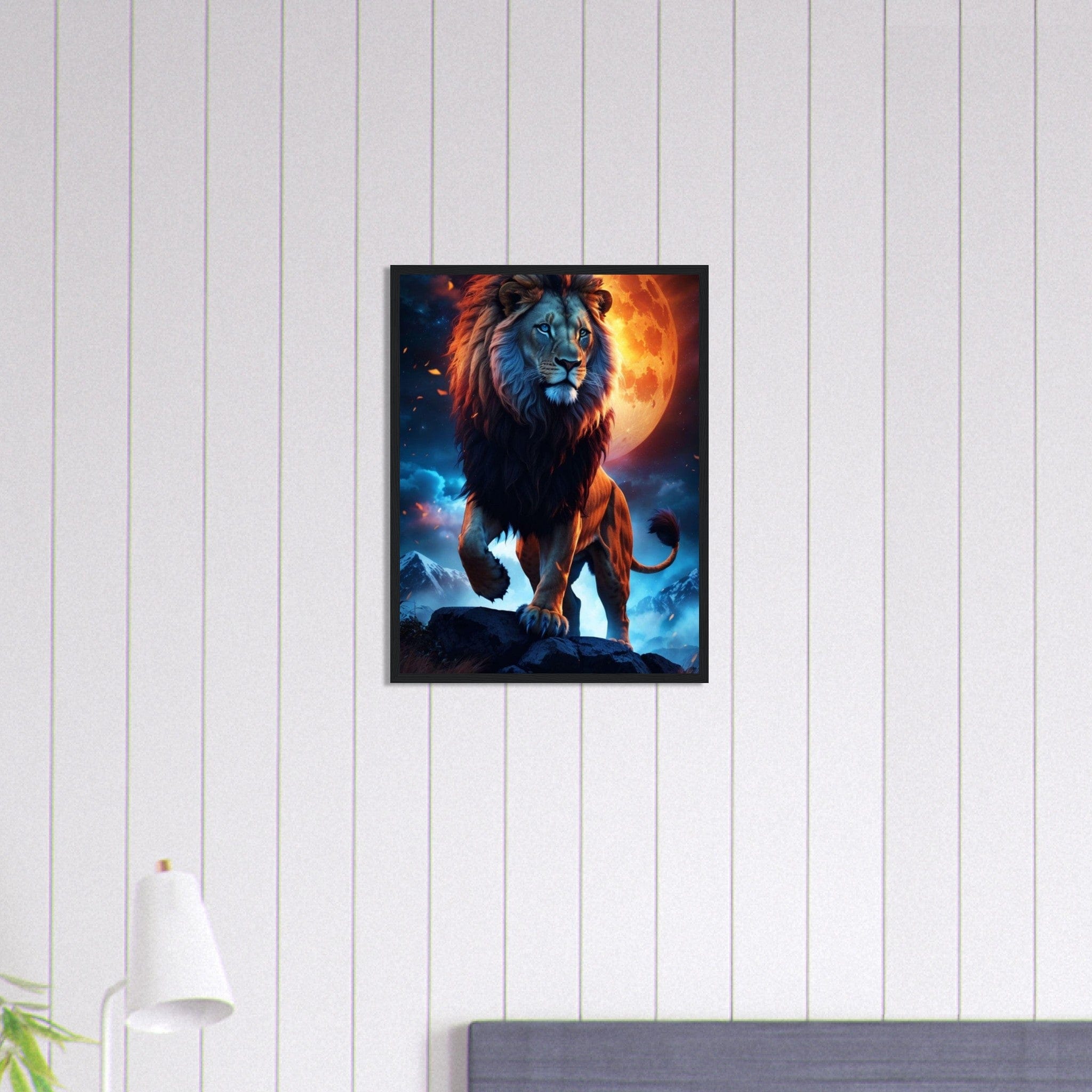 Canvanation Print Material 45x60 cm / 18x24″ Tableau Lion Couleur Bleu