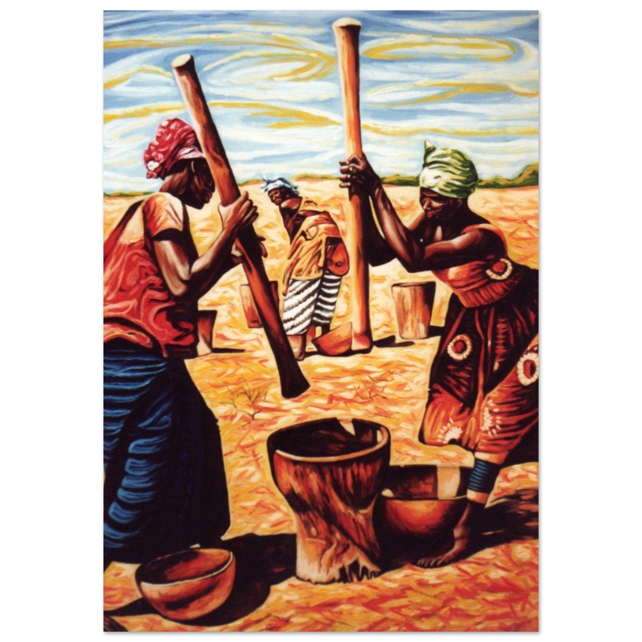 Gelato Print Material 70x100 cm / 28x40″ Tableau Africain Femme Village