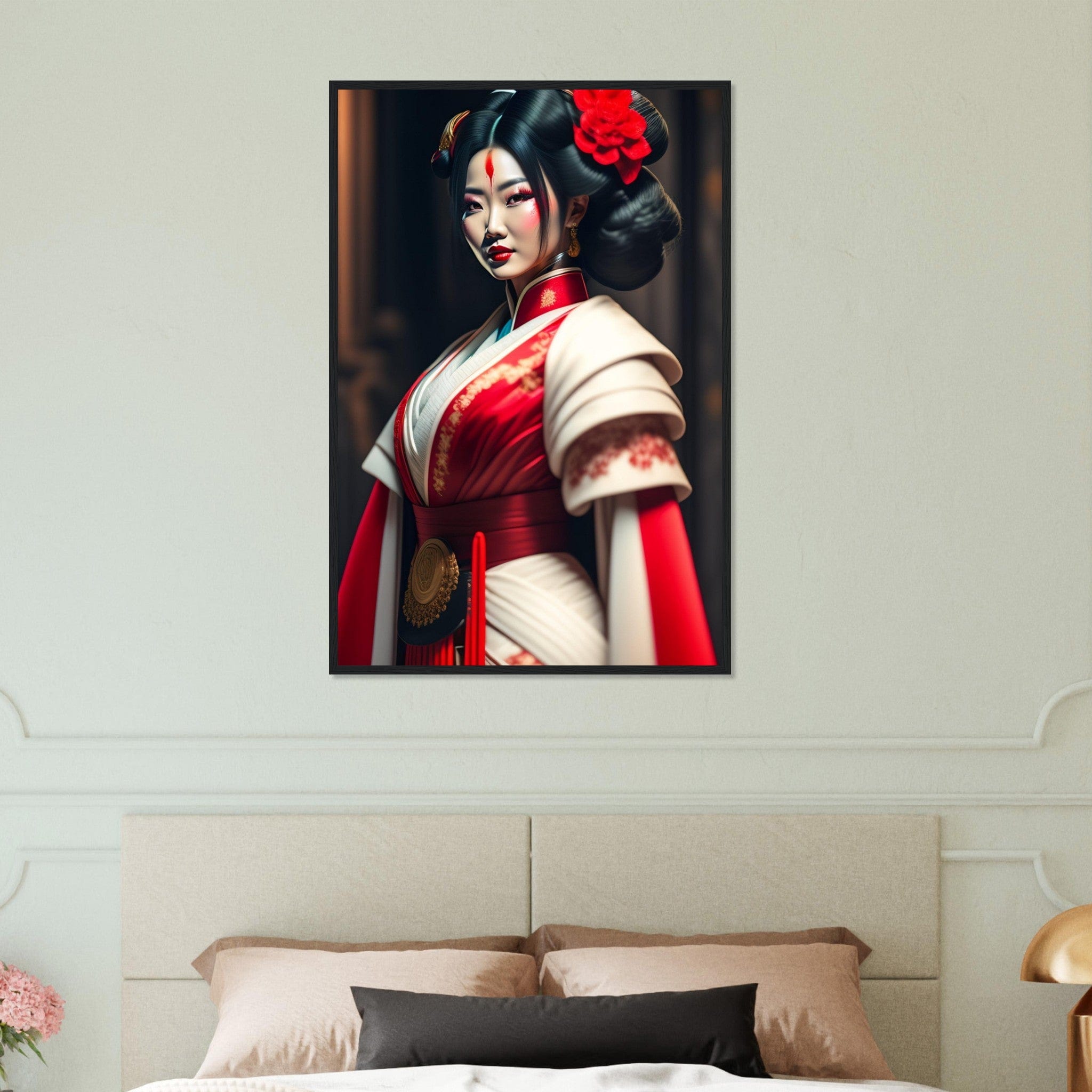 Canvanation Print Material 60x90 cm / 24x36″ Tableau Japon Geisha En Rouge Et Blanc