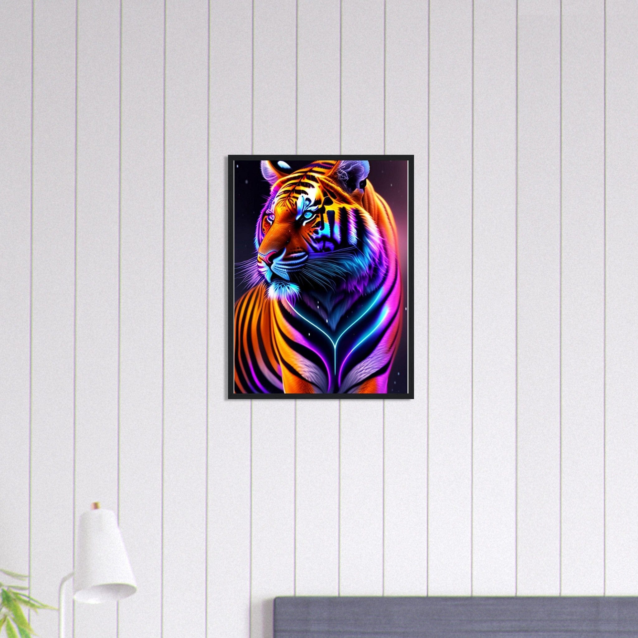 Canvanation Print Material 45x60 cm / 18x24″ Tableau Tigre Du Bengale Fluo