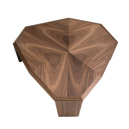 Canvanation Table Basse Asymétrique en Bois Plaqué Noyer et Pieds Noirs Design