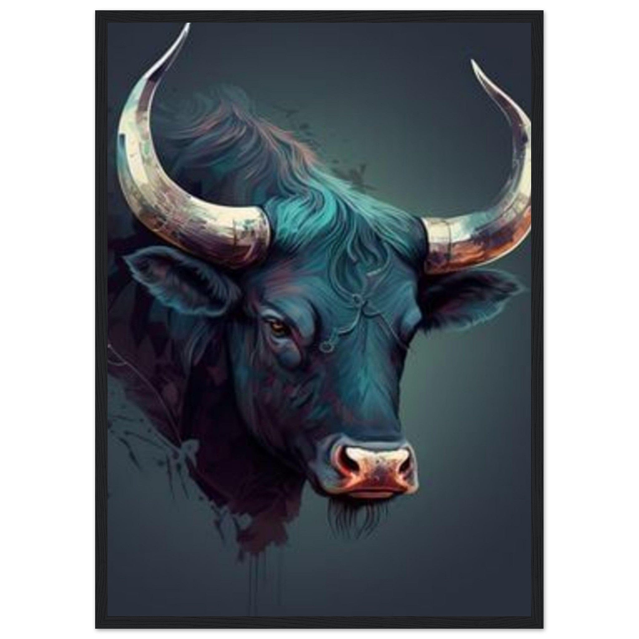 Canvanation Print Material 50x70 cm / 20x28″ Tableau Vache Taureau Bleu