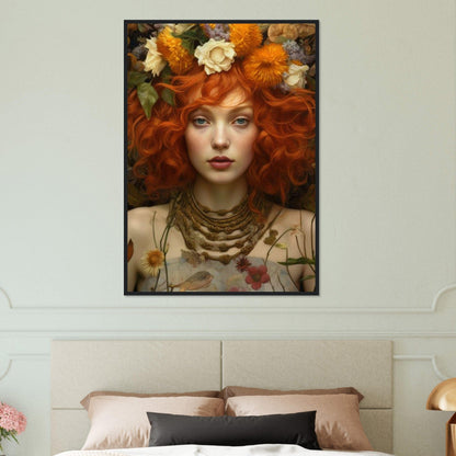 Tableau Femme Fleurs Cheveux Rousse